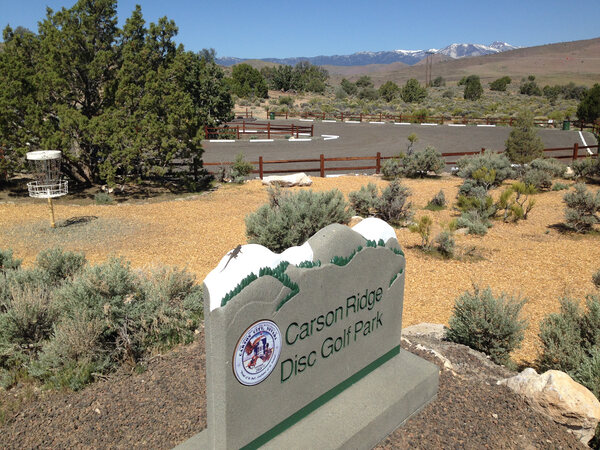 course sign and landscape